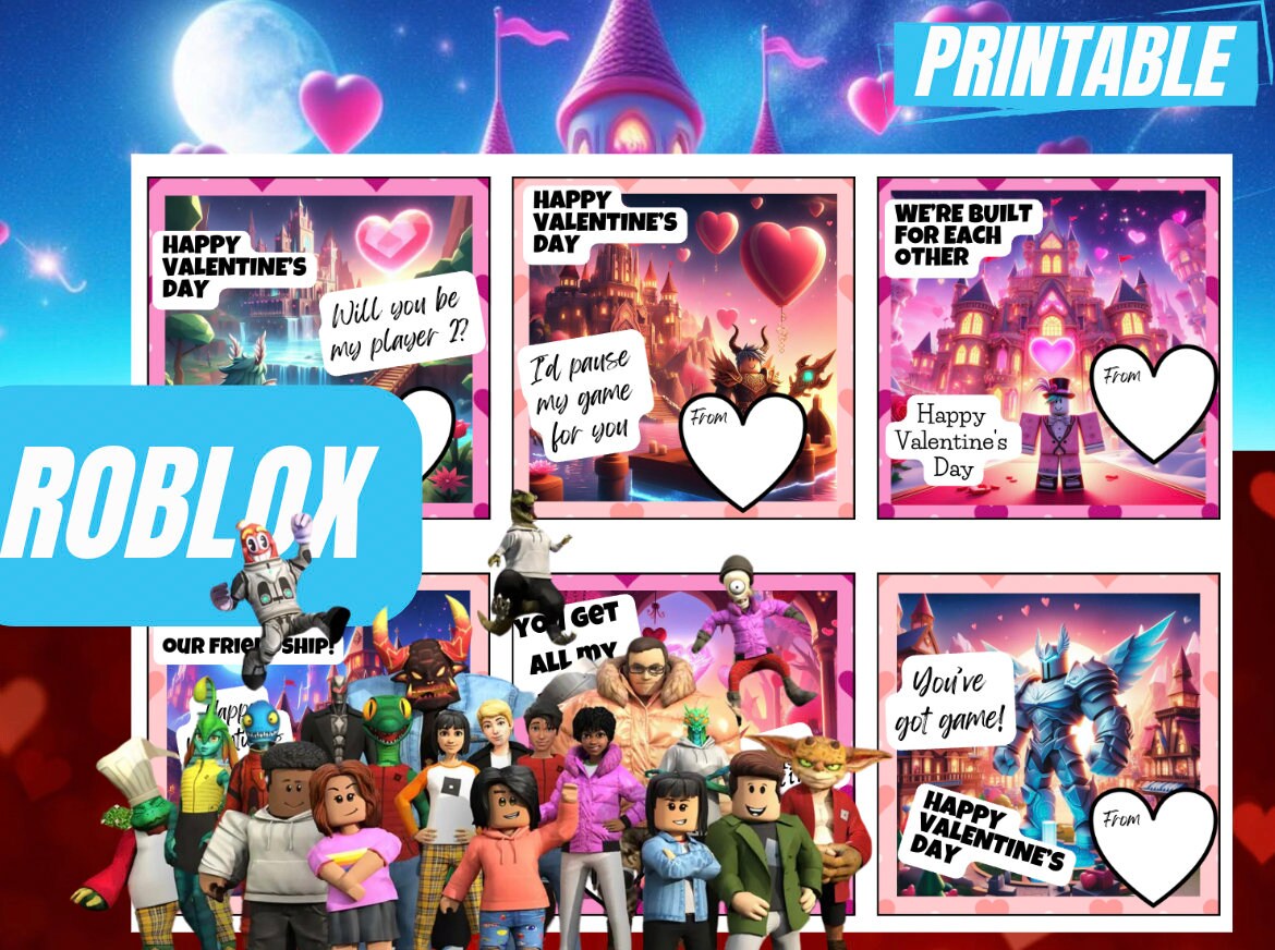 Roblox Valentines Printable Roblox Game Valentines Cards Valentines Cards for Classroom ...
