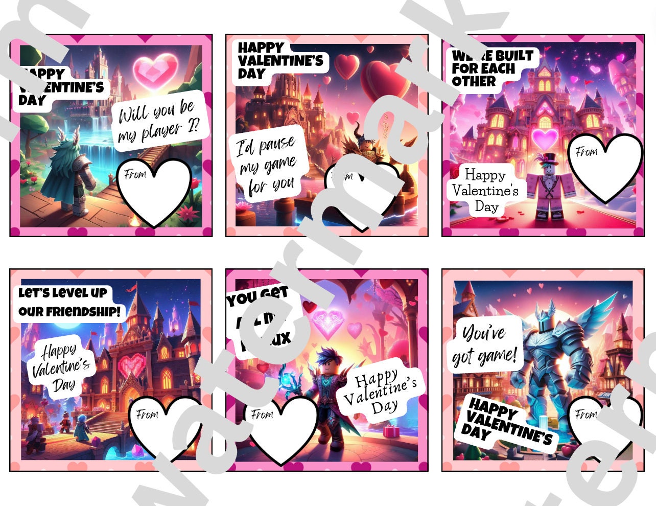 Roblox Valentines Printable Roblox Game Valentines Cards Valentines Cards for Classroom ...