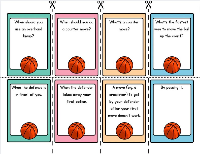 Basketball IQ Card Game Printable BEGINNER Level Fun for Basketball