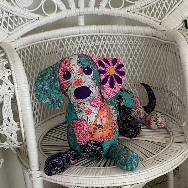 Digby Scrappy Dog PDF pattern and instructions with youtube video