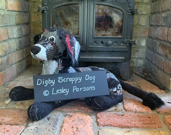 Digby Scrappy Dog PDF pattern and instructions with youtube video