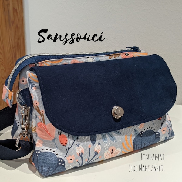 Umhängetasche / Doppeltasche / Handtasche SANSSOUCI von LindaMaj im Blumendesign