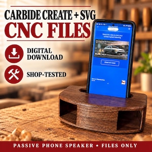 Fichier CNC d'amplificateur passif pour haut-parleur de téléphone | Carbide Create + SVG Projet acoustique en bois (Téléchargement numérique)