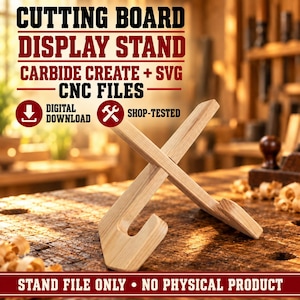 Interlocking Wooden Cutting Board Display Stand | CNC File + SVG (Digital Download)