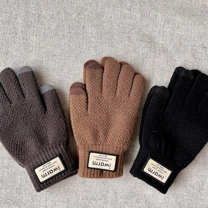 Touchscreen Warm Winter Gloves with Plush Interior Lining/ Unisex/Gift for him/Gift for her/Minimalistoc cozy gloves/Fall Holiday knit