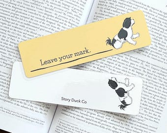 Funny Scooting Shih Tzu Laminated Bookmark: "Leave Your Mark" Dog Lover Gift