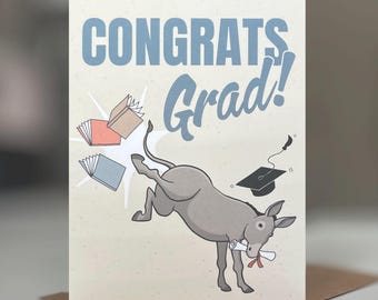 Kicking Donkey Graduation Card, Congrats Grad