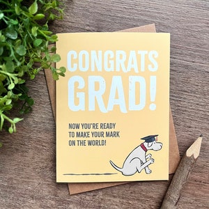 Funny Scooting Dog Graduation Card with Kraft Envelope