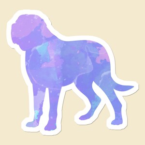 English Mastiff Sticker: Purple Watercolor Dog, Laptop Decal