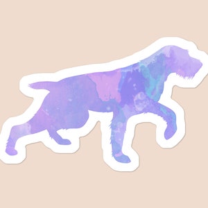 German Wirehaired Pointer Sticker: Purple Watercolor Dog Decal