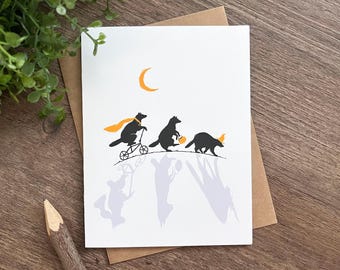 Trick or Treat Raccoon Halloween Card for Animal Lover