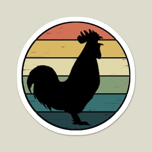 Rainbow Shiplap Rooster Vinyl Sticker - Chicken Decal