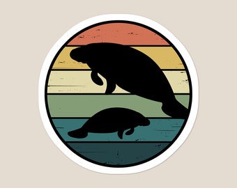 Rainbow Shiplap Manatee | Manatees Sticker | Sea Cow | Laptop Sticker | Water Bottle Sticker | Car Decal
