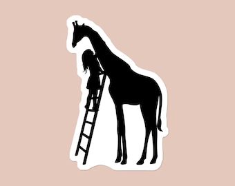 Giraffe Hugs Zoo Animal Lover | Water Bottle Sticker | Laptop Sticker | Car Decal