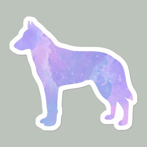 Purple Watercolor Belgian Malinois Vinyl Sticker