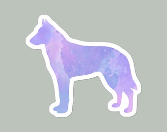 Purple Watercolor Belgian Malinois Vinyl Sticker