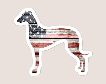 Patriotic Greyhound Dog Sticker: American Flag Vinyl Decal