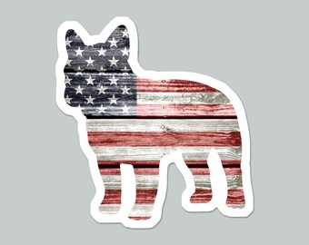 Patriotic French Bulldog Sticker: American Flag Dog Lover Sticker
