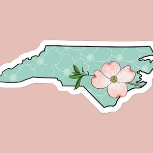 North Carolina Dogwood Flower Vinyl Sticker | NC Laptop Sticker | Water Bottle Sticker | Car Decal