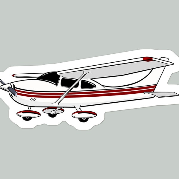 Airplane Red and White Vinyl Sticker |  Plane Laptop Sticker | Aviation Water Bottle Sticker | Car Decal