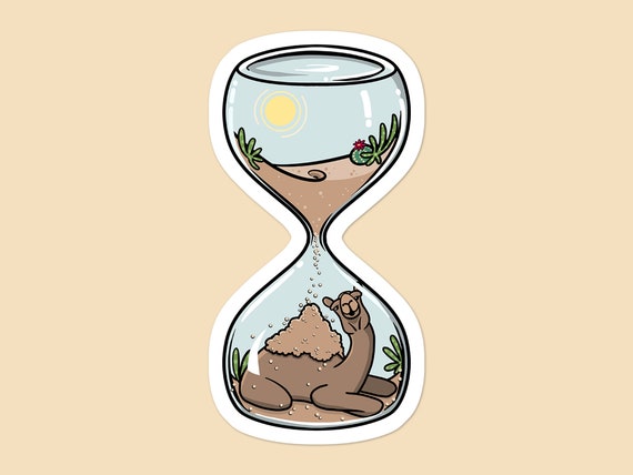 Camel Hourglass Sticker: Desert Animal Art