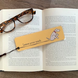 Funny Scooting Labrador Retriever Dog Bookmark: &quot;Leave Your Mark&quot; Laminated Gift