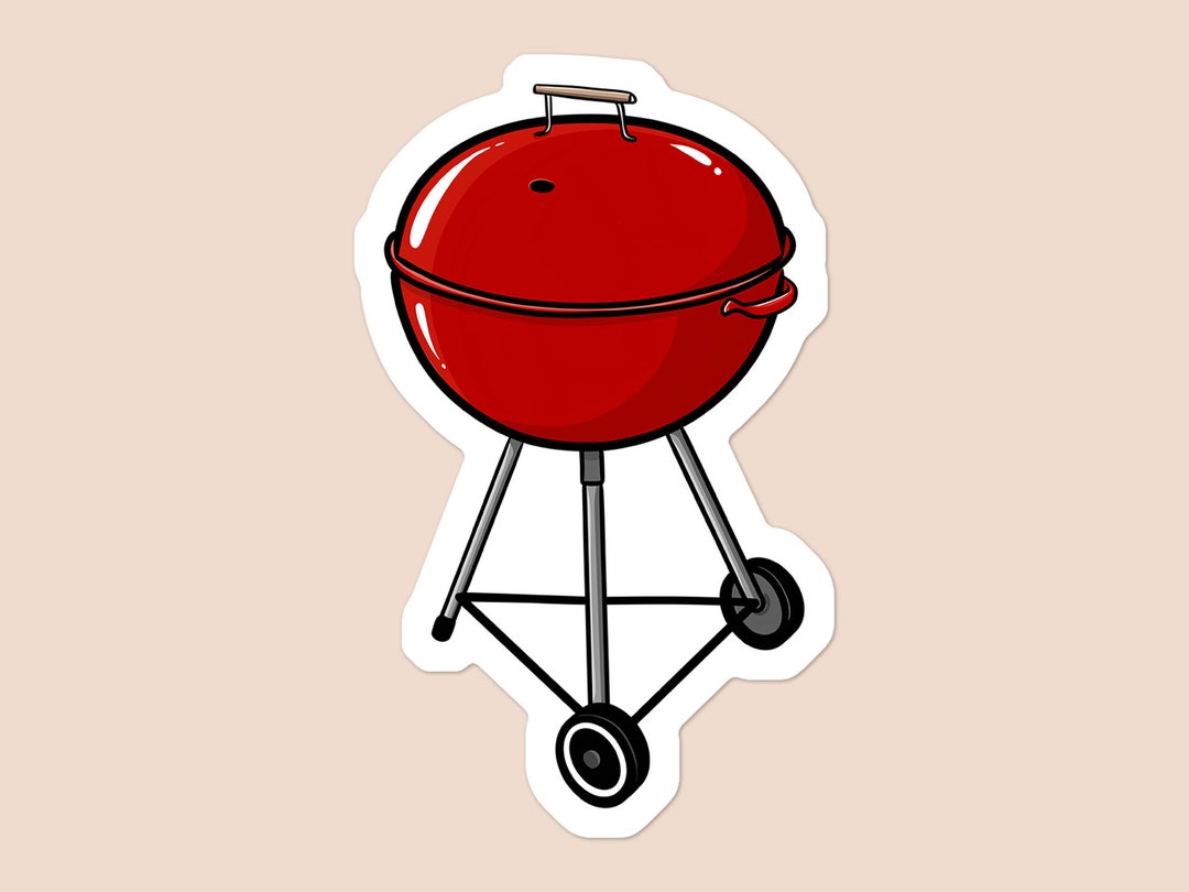Red Kettle Grill Vinyl Sticker Charcoal Grill Laptop Sticker Water