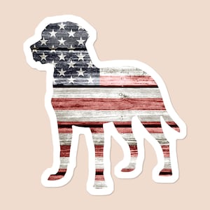 Patriotic Labrador Retriever with Rustic American Flag Sticker by Story Duck Design | Lab Dog Laptop Sticker | | Car Decal