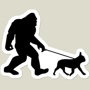Bigfoot Boston Terrier Dog Walker Waterproof Sticker | Water Bottle Sticker | Laptop Sticker | Car Decal