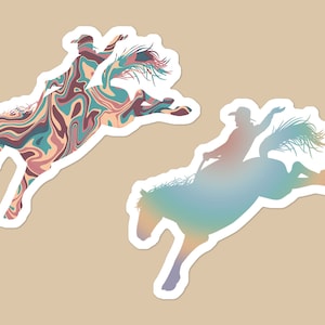 Cowboy Bucking Bronco Vinyl Sticker: Western Car Decal