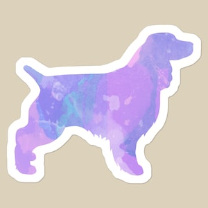 English Springer Spaniel Sticker: Purple Watercolor Dog Art