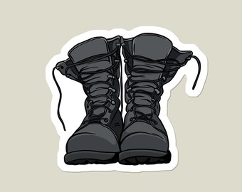 Black Military Combat Boots Vinyl Sticker: Law Enforcement Gift