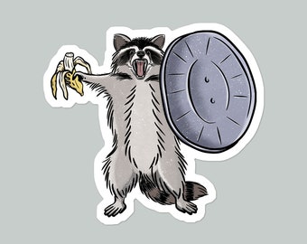 Raccoon Warrior Funny Trash Panda Vinyl Sticker |  Laptop Sticker | Water Bottle Sticker | Car Decal