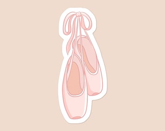 Pink Ballet Slippers for Ballerina Vinyl Sticker | Dancer Laptop Sticker | Water Bottle Dance Shoes Sticker | Car Decal