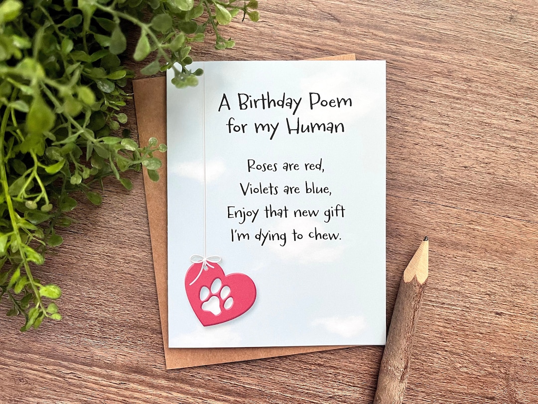 Funny Dog Birthday Card From Pet: Poem for Human (kraft Envelope) - Etsy