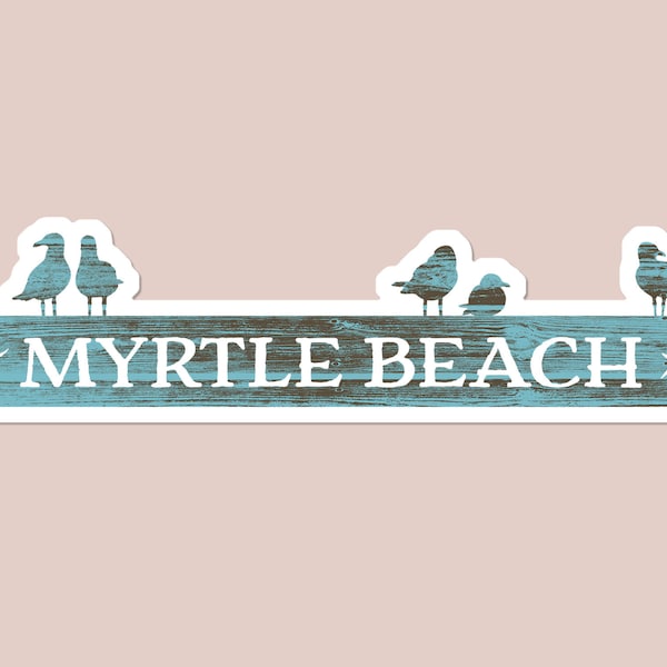 Myrtle Beach South Carolina Seagulls Sticker | Vacation Laptop Sticker | Gulls Water Bottle Sticker | Car Decal