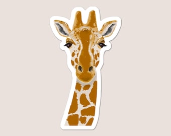 Giraffe Illustration Sticker: Waterproof Zoo Animal Decal