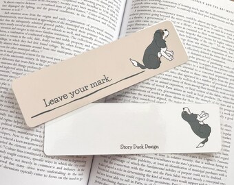 Funny Scooting Cavalier King Charles Spaniel Laminated Bookmark: "Leave Your Mark" Dog Lover Gift