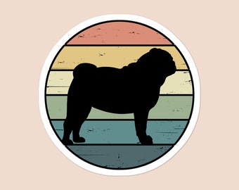 Rainbow Shiplap Pug Dog Vinyl Sticker | Pug Lover Laptop Sticker | Water Bottle Sticker | Car Decal