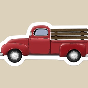 Red Pickup Truck Vinyl Sticker: Vintage Style Decal