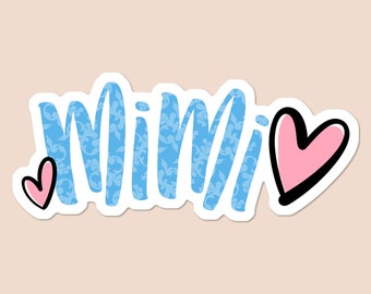 MiMi with Flourishes and Hearts Waterproof Vinyl Sticker