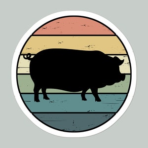 Rainbow Shiplap Pig Waterproof Sticker | Swine Lover Sticker | Farm Animal Water Bottle Sticker | Hog Laptop Sticker | Car Decal