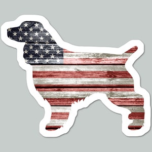 Patriotic Springer Spaniel Sticker: Rustic American Flag Dog Decal
