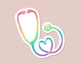 Nurse Doctor Rainbow Stethoscope | Hospital Staff Laptop Sticker | Water Bottle Sticker | Car Decal