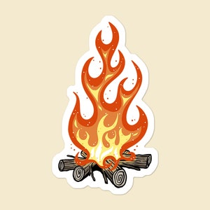 Campfire Vinyl Sticker: Waterproof Bonfire Decal for Water Bottle or Laptop