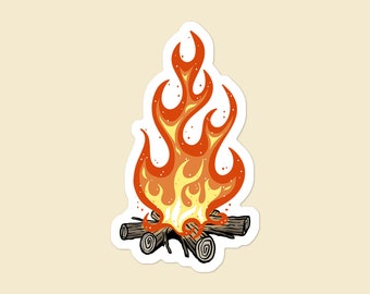 Campfire Vinyl Sticker: Waterproof Bonfire Decal for Water Bottle or Laptop