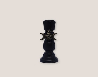 Black Wooden Chime Candle Holder