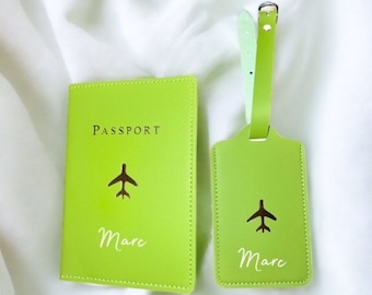 Protège passeport personnalisé + étiquette bagage, étui pour passeport, housse passeport, pochette passeport, couverture passeport