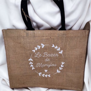 Sac en toile de jute personnalisé/idée cadeau anniversaire, Saint-Valentin, mariage, naissance,nounou,mamie, tata, mari, maman, homme, femme image 5