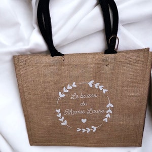 Sac en toile de jute personnalisé/idée cadeau anniversaire, Saint-Valentin, mariage, naissance,nounou,mamie, tata, mari, maman, homme, femme image 7